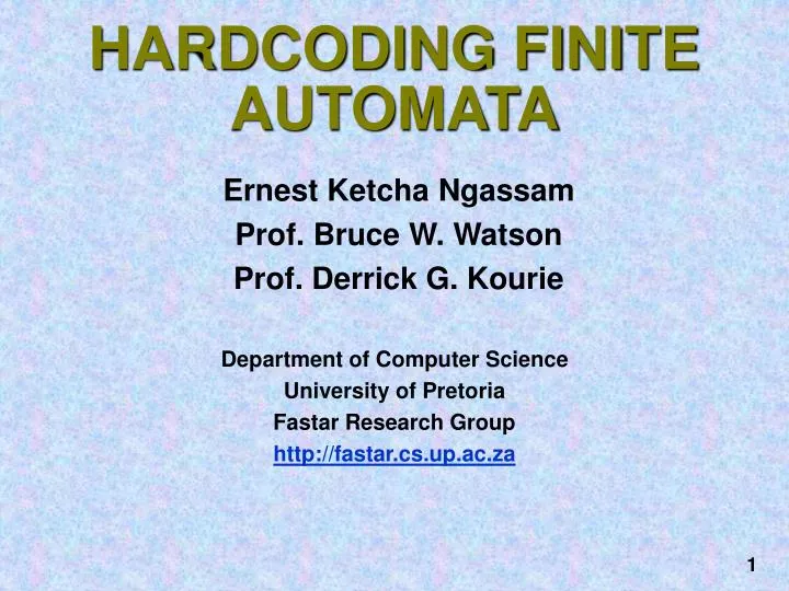 hardcoding finite automata
