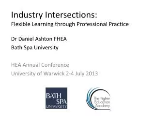 Industry Intersections: Flexible Learning through Professional Practice