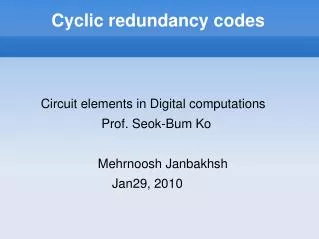 Cyclic redundancy codes