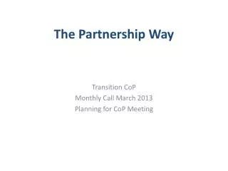 The Partnership Way