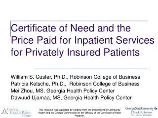 Certificate of Need and the Price Paid for Inpatient Services for Privately Insured Patients