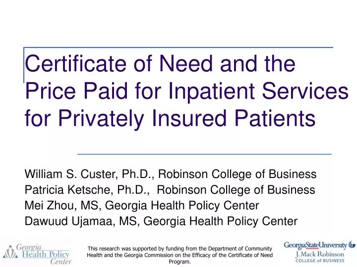 certificate of need and the price paid for inpatient services for privately insured patients