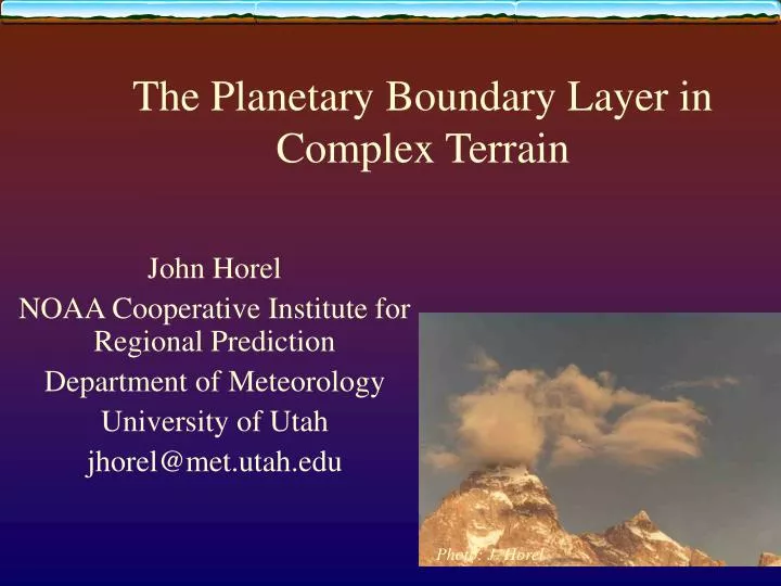 the planetary boundary layer in complex terrain