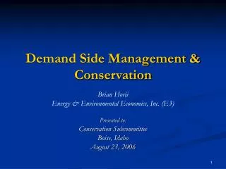 Demand Side Management &amp; Conservation