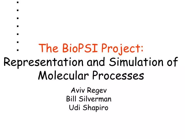 the biopsi project representation and simulation of molecular processes