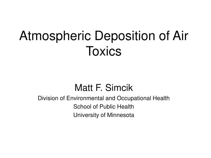 atmospheric deposition of air toxics