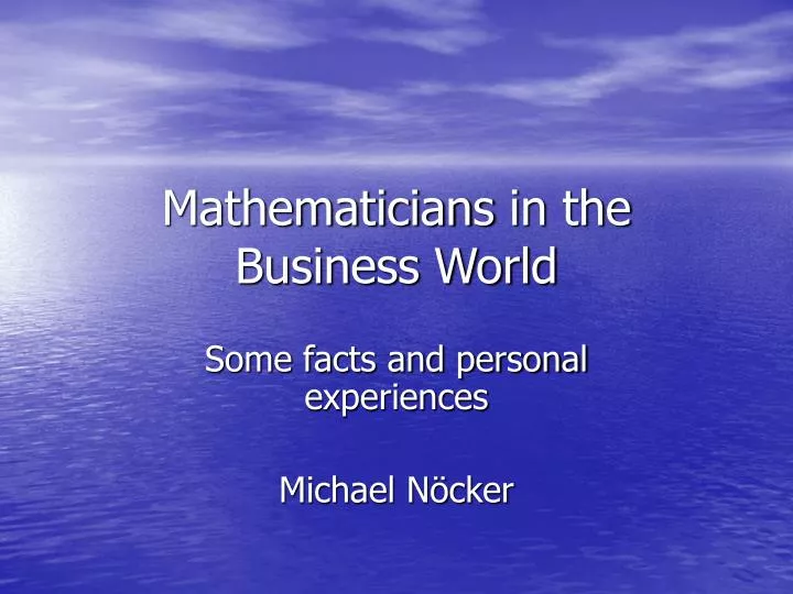 mathematicians in the business world