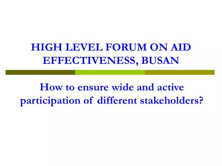 high level forum on aid effectiveness busan