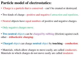 Particle model of electrostatics: