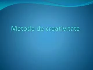 Metode de creativitate