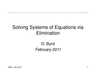 Solving Systems of Equations via Elimination