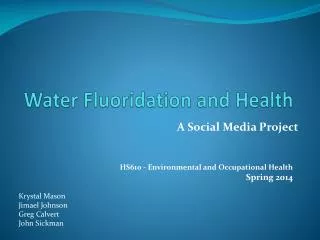Water Fluoridation and Health