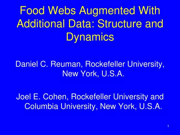 food webs augmented with additional data structure and dynamics