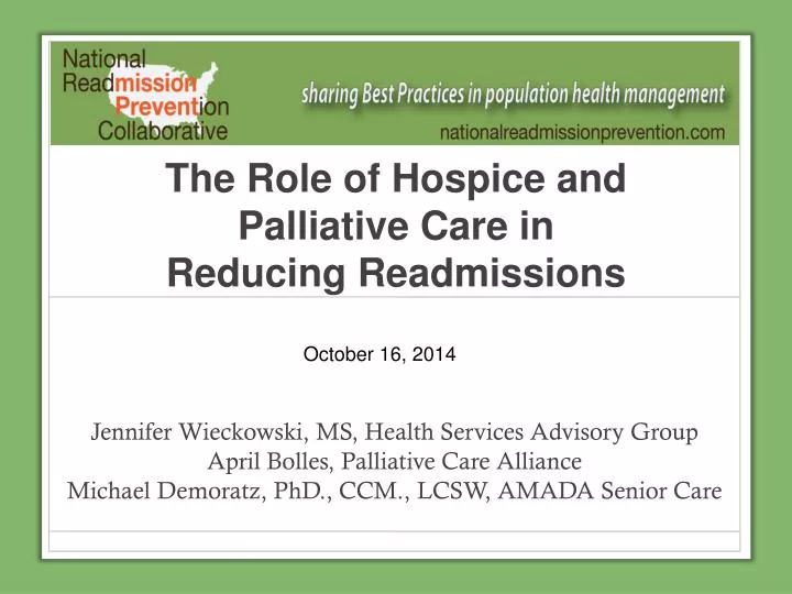 the role of hospice and palliative care in reducing readmissions