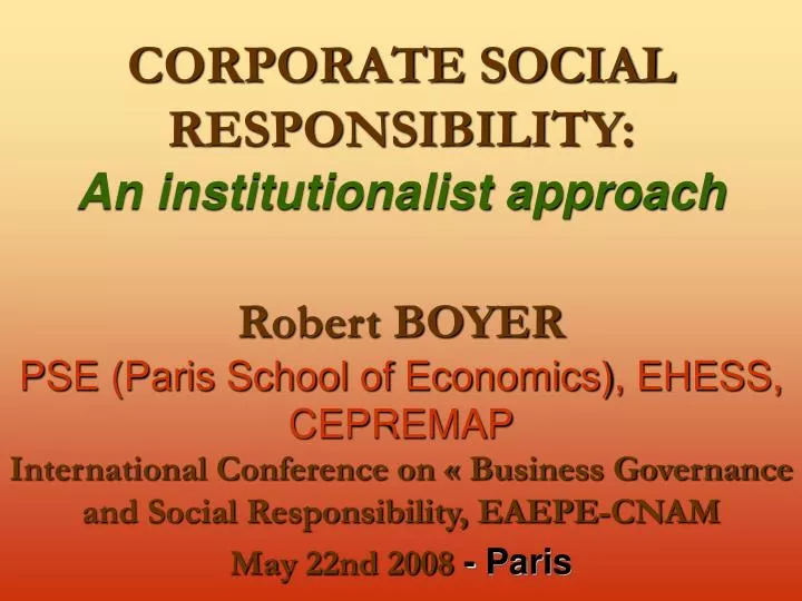 corporate social responsibility an institutionalist approach