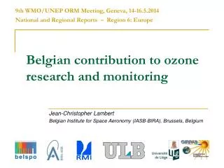Belgian contribution to ozone research and monitoring