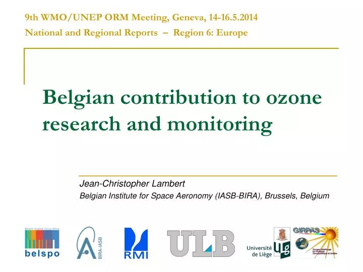 belgian contribution to ozone research and monitoring