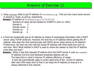 Answers of Exercise 12