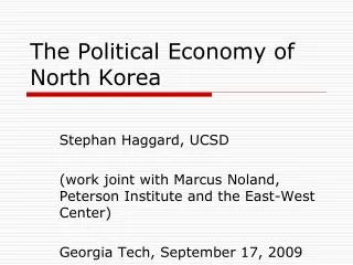 The Political Economy of North Korea