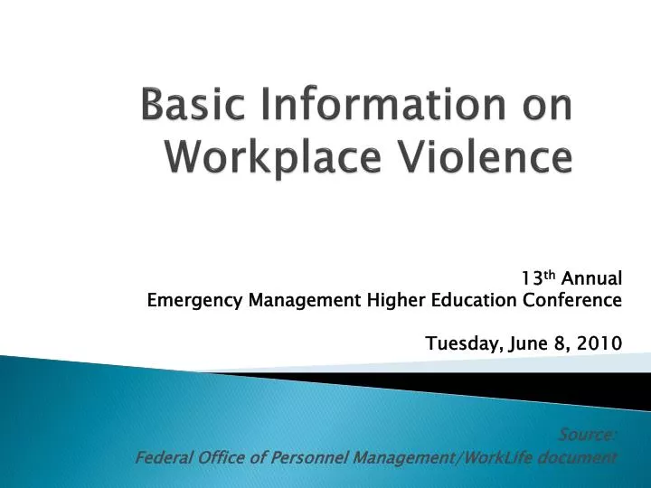 basic information on workplace violence