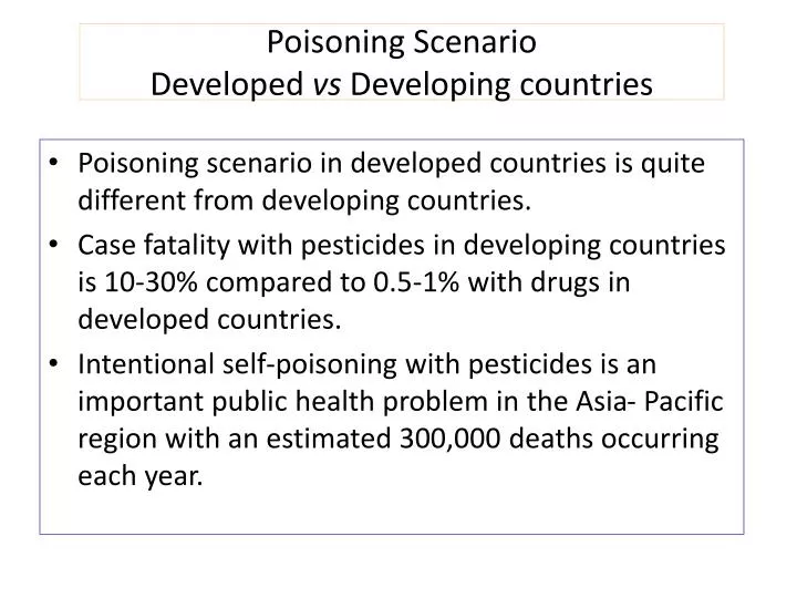 poisoning scenario developed vs developing countries