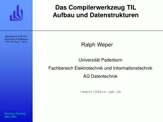Das Compilerwerkzeug TIL Aufbau und Datenstrukturen