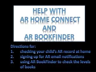 Help with AR HOME Connect and AR Bookfinder