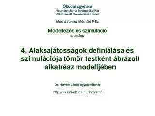 Modellezés és szimuláció c. tantárgy