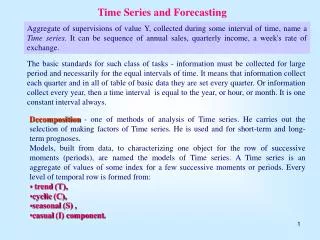 Time Series and Forecasting