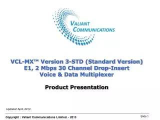 VCL-MX™ Version 3-STD (Standard Version) E1, 2 Mbps 30 Channel Drop-Insert