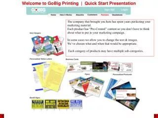 Welcome to GoBig Printing | Quick Start Presentation