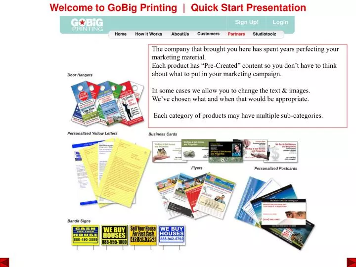welcome to gobig printing quick start presentation