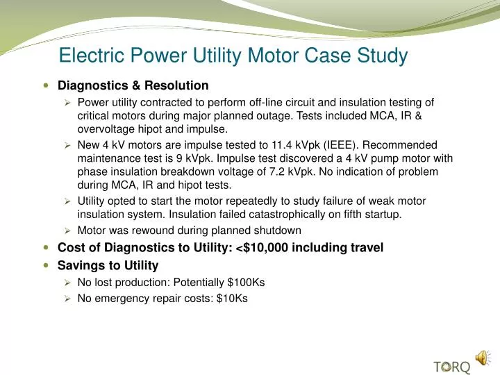 electric power utility motor case study