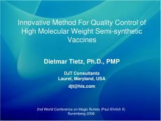 Innovative Method For Quality Control of High Molecular Weight Semi-synthetic Vaccines