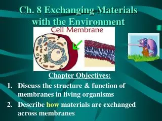 Ch. 8 Exchanging Materials with the Environment