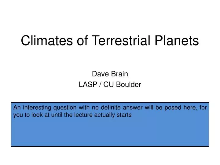 climates of terrestrial planets