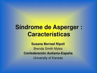Síndrome de Asperger : Características