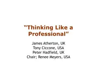 “Thinking Like a Professional”