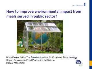 How to improve environmental impact from meals served in public sector ?