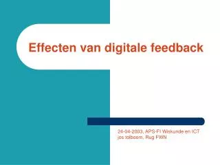Effecten van digitale feedback