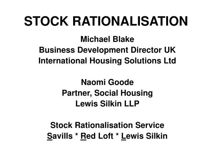 stock rationalisation