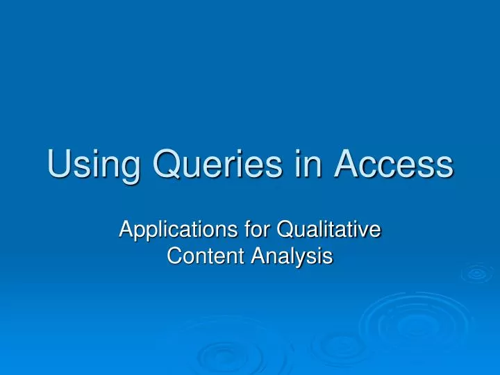 using queries in access