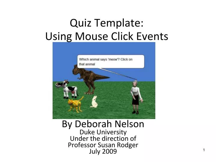 quiz template using mouse click events
