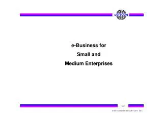 e-Business for Small and Medium Enterprises