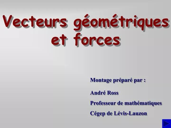 vecteurs g om triques et forces