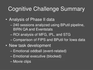 Cognitive Challenge Summary