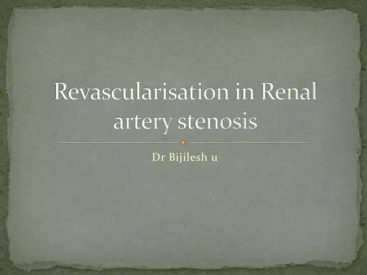 revascularisation in renal artery stenosis