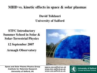 MHD vs. kinetic effects in space &amp; solar plasmas