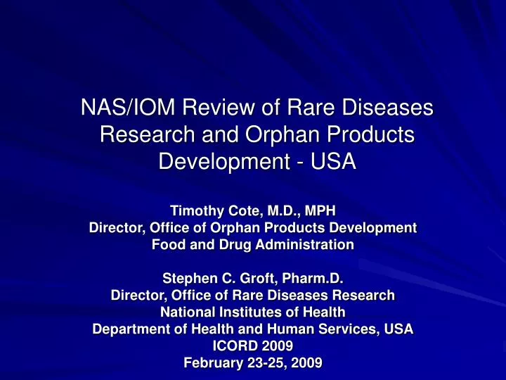 nas iom review of rare diseases research and orphan products development usa