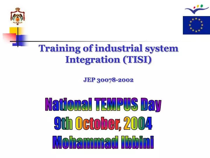 training of industrial system integration tisi jep 30078 2002